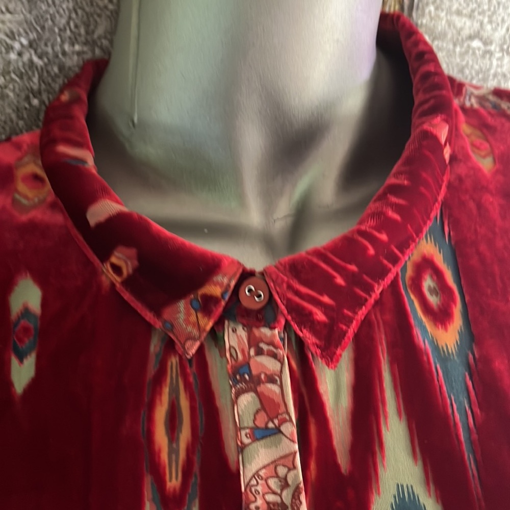 Johnny Was Silk Velvet Feather Burnout Mara Blouse Top Shirt  XXL MSRP $310 New - Picture 11 of 14
